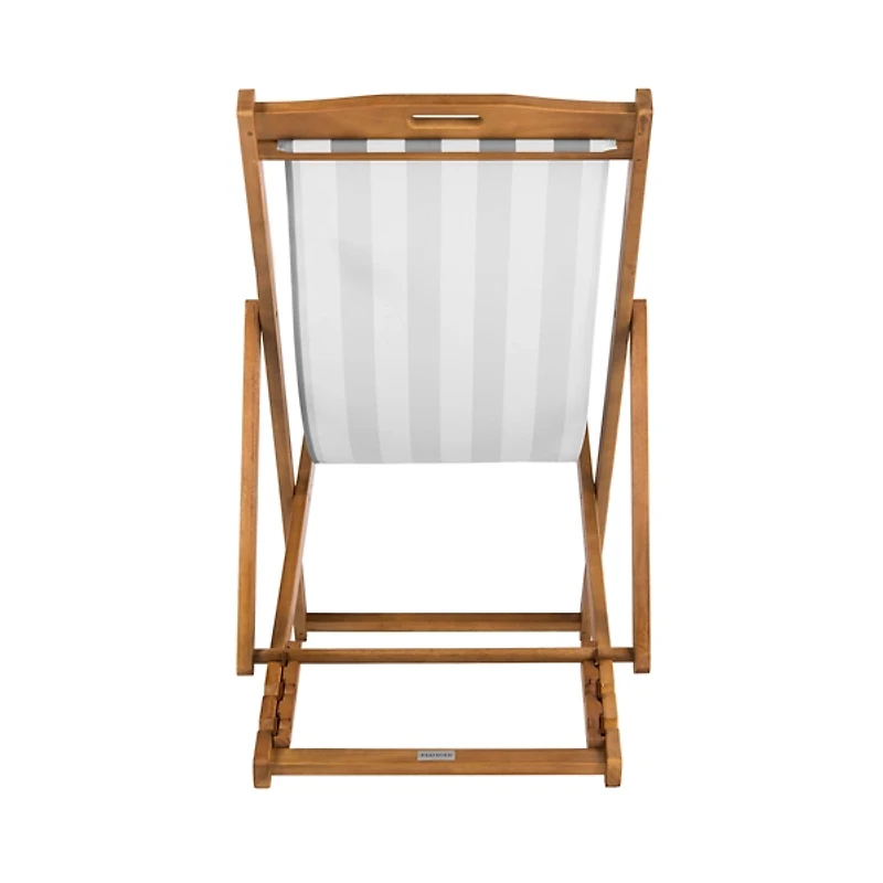 Eucalyptus Wood and Stripe Sling Chairs, Set of 2