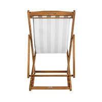 Eucalyptus Wood and Stripe Sling Chairs, Set of 2