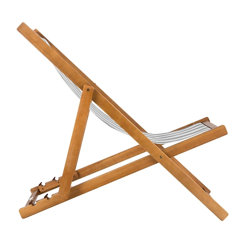 Eucalyptus Wood and Stripe Sling Chairs, Set of 2