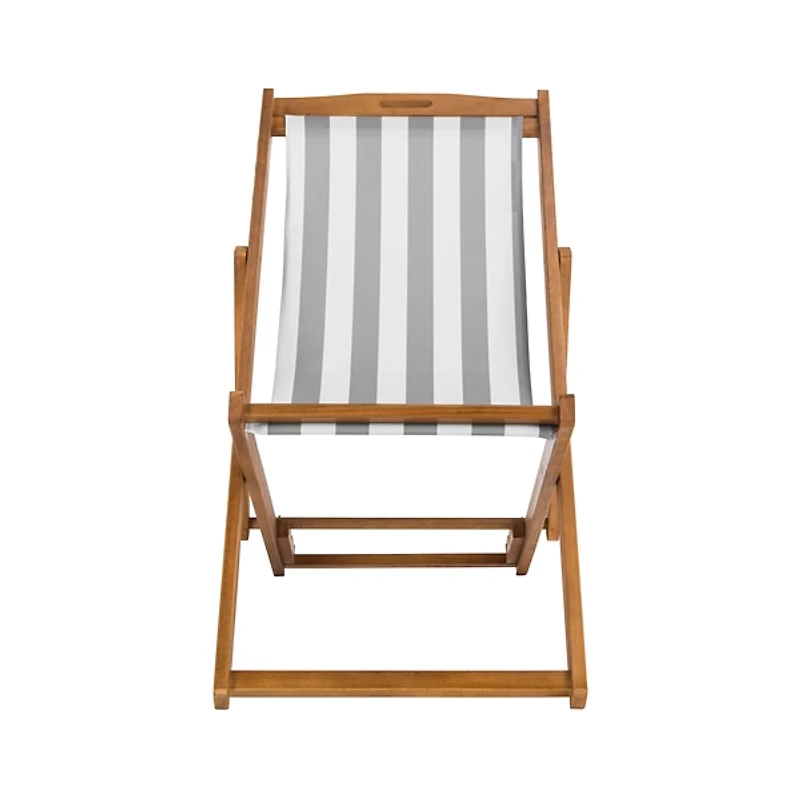 Eucalyptus Wood and Stripe Sling Chairs, Set of 2