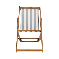 Eucalyptus Wood and Stripe Sling Chairs, Set of 2