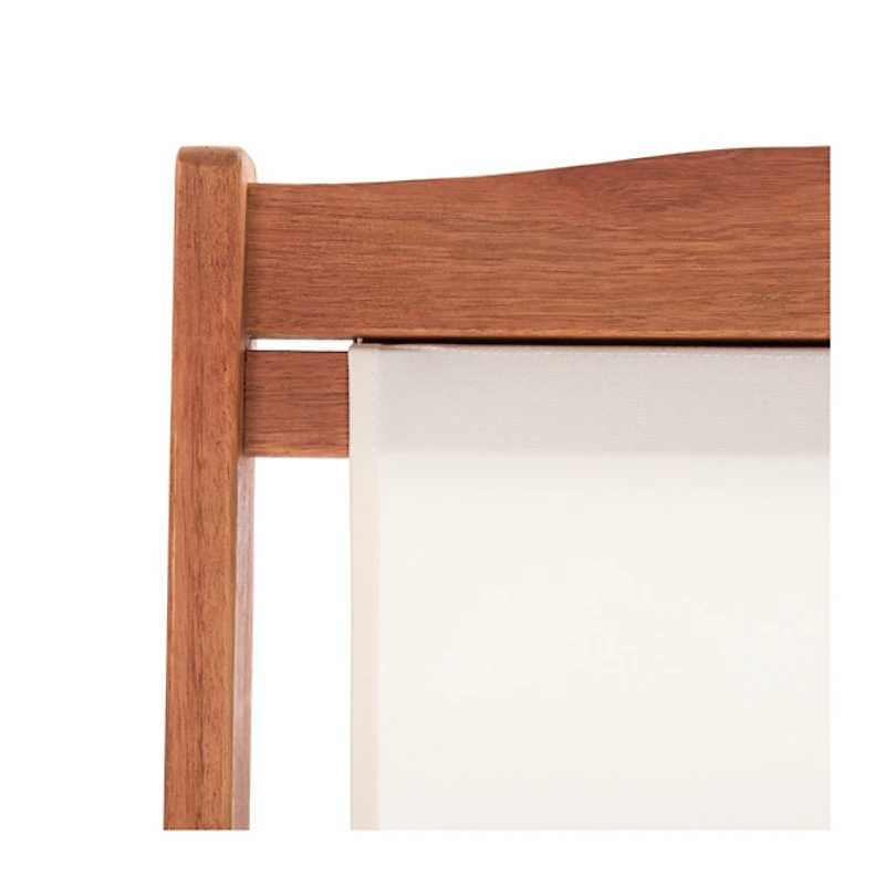 Eucalyptus Wood and Beige Sling Chairs, Set of 2