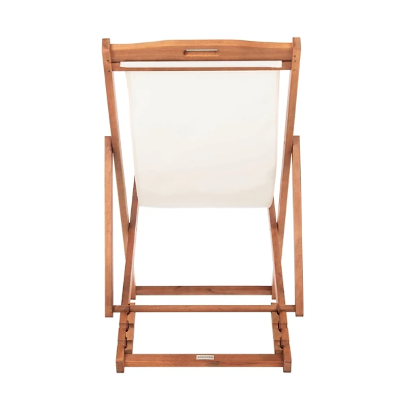 Eucalyptus Wood and Beige Sling Chairs, Set of 2