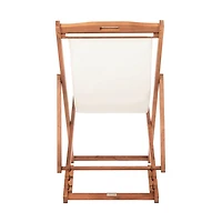 Eucalyptus Wood and Beige Sling Chairs, Set of 2
