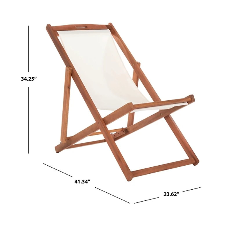 Eucalyptus Wood and Beige Sling Chairs, Set of 2