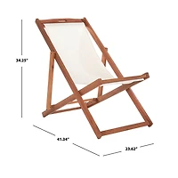 Eucalyptus Wood and Beige Sling Chairs, Set of 2