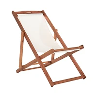 Eucalyptus Wood and Beige Sling Chairs, Set of 2