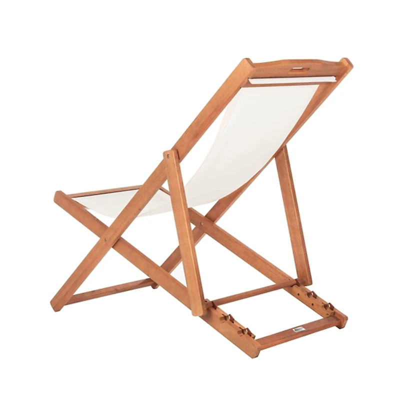 Eucalyptus Wood and Beige Sling Chairs, Set of 2