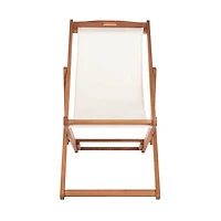 Eucalyptus Wood and Beige Sling Chairs, Set of 2