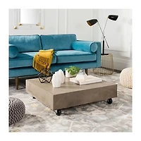 SAFAVIEH Gray Concrete Coffee Table With Wheels