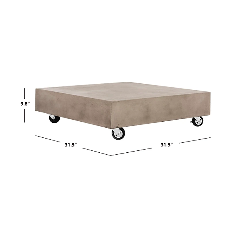 SAFAVIEH Gray Concrete Coffee Table With Wheels