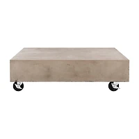 SAFAVIEH Gray Concrete Coffee Table With Wheels