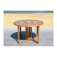 Round Natural Wood Foldable Outdoor Dining Table