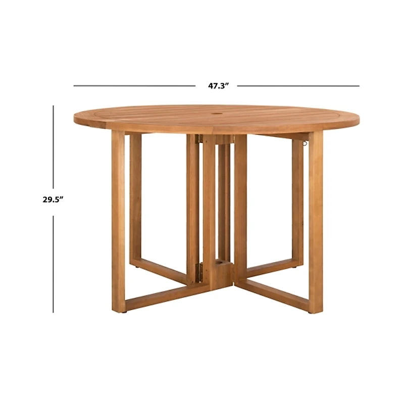 Round Natural Wood Foldable Outdoor Dining Table
