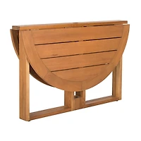 Round Natural Wood Foldable Outdoor Dining Table