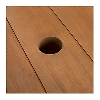 Round Natural Wood Foldable Outdoor Dining Table