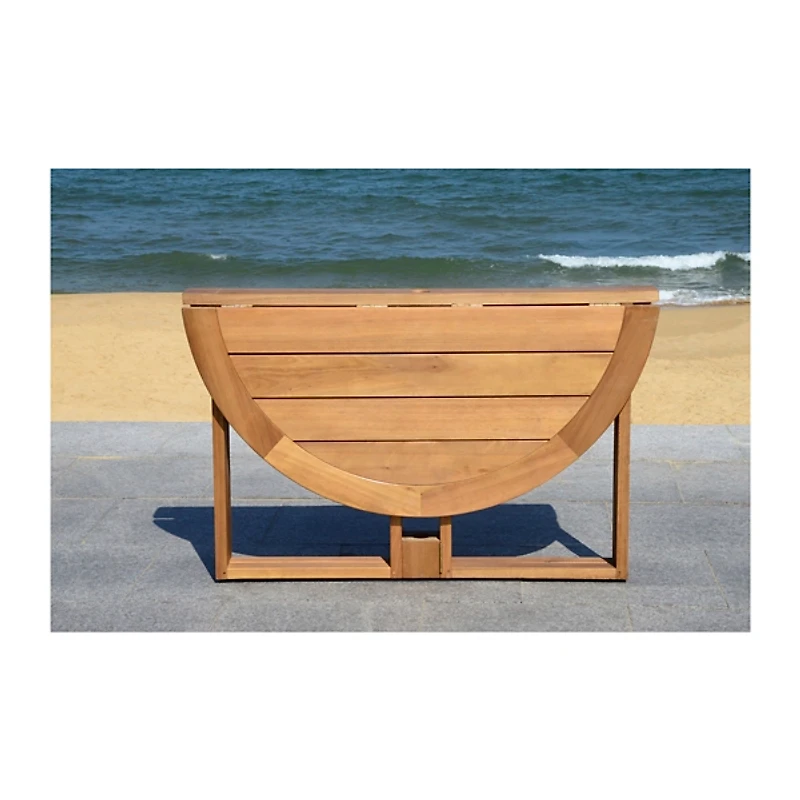 Round Natural Wood Foldable Outdoor Dining Table