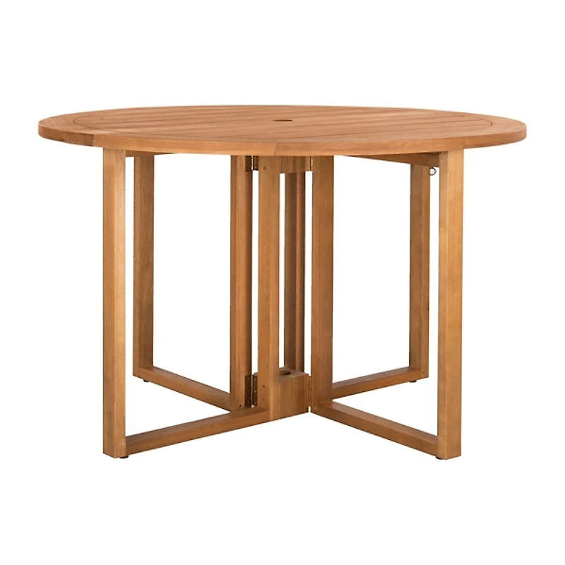 Round Natural Wood Foldable Outdoor Dining Table
