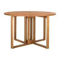 Round Natural Wood Foldable Outdoor Dining Table