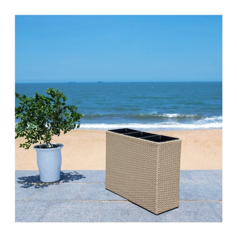 Brown Wicker Divided Planter