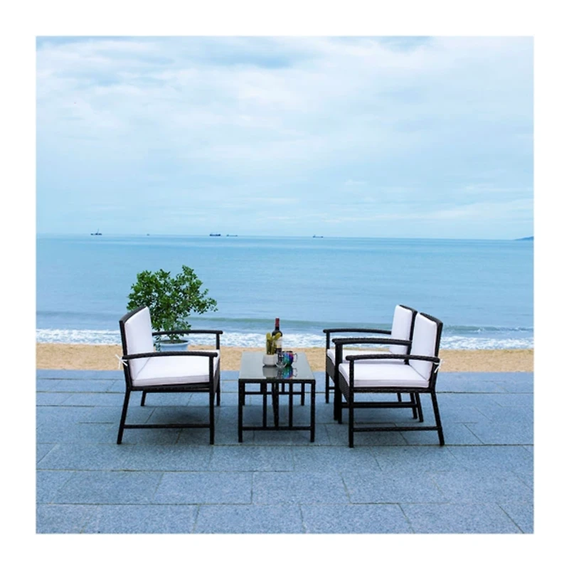 Modern Black Wicker 4-pc. Outdoor Living Set