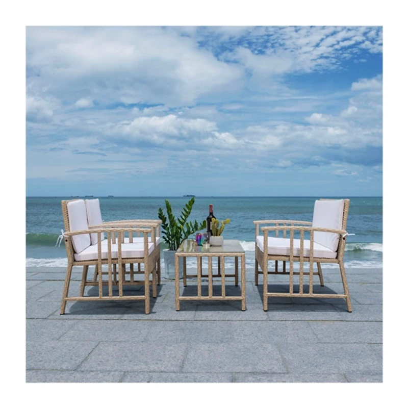 SAFAVIEH Beige Woven Wicker 4-pc. Outdoor Set