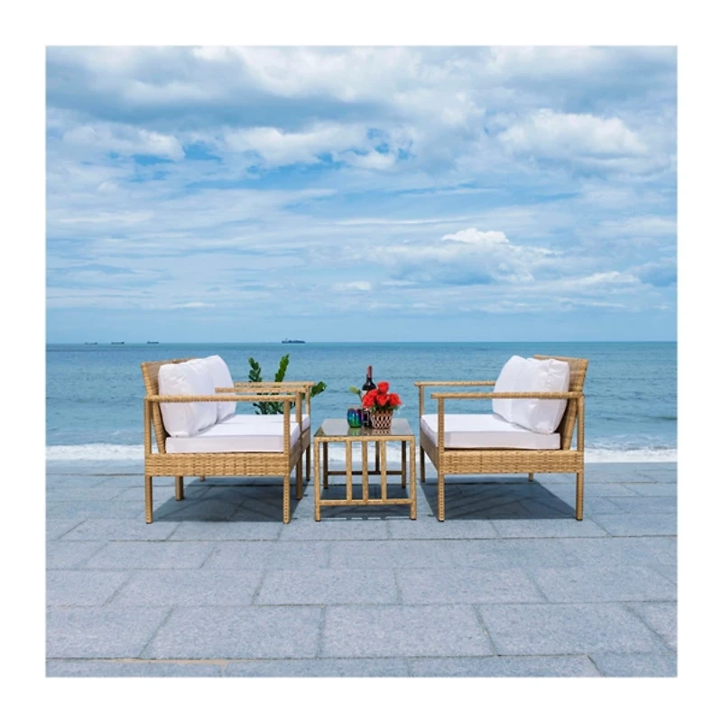 Natural Wicker Woven 4-pc. Outdoor Living Set