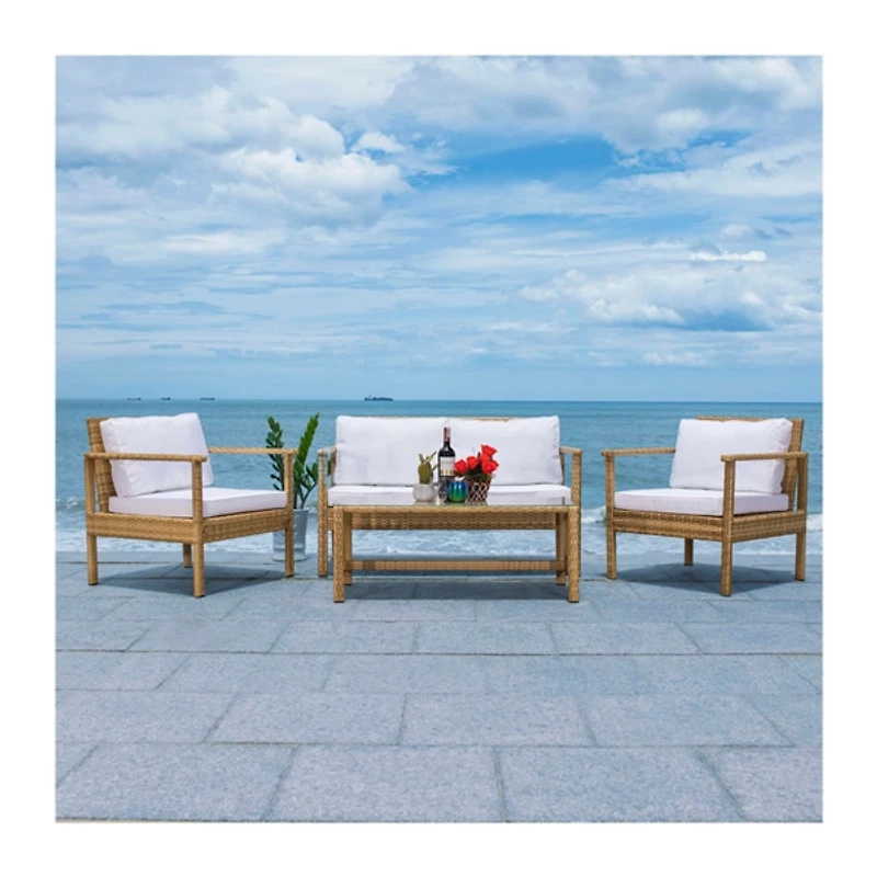 Natural Wicker Woven 4-pc. Outdoor Living Set