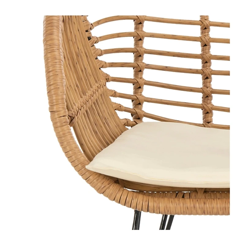 Brown Rattan 3-pc. Patio Set with Beige Cushions