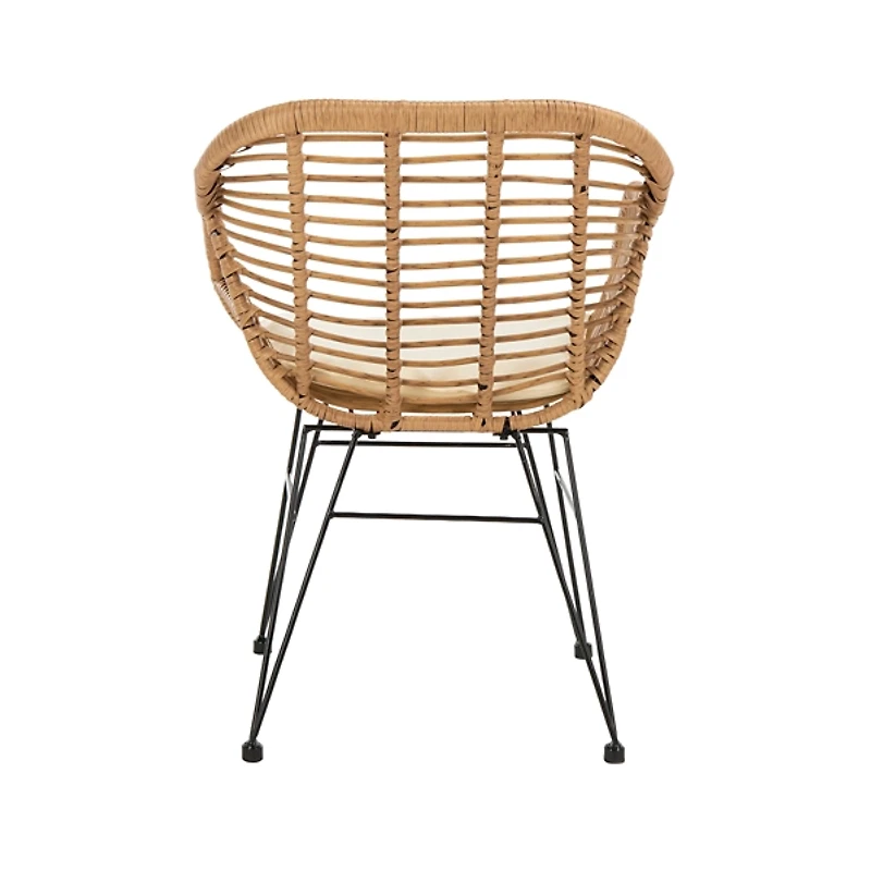 Brown Rattan 3-pc. Patio Set with Beige Cushions