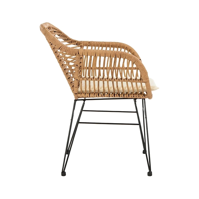 Brown Rattan 3-pc. Patio Set with Beige Cushions