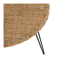 Brown Rattan 3-pc. Patio Set with Beige Cushions