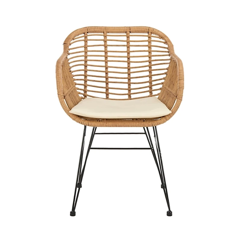 Brown Rattan 3-pc. Patio Set with Beige Cushions