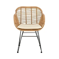 Brown Rattan 3-pc. Patio Set with Beige Cushions