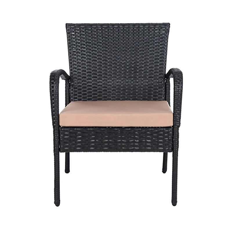 Black Wicker 3-pc. Patio Set with Beige Cushions