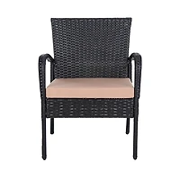 Black Wicker 3-pc. Patio Set with Beige Cushions