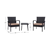 Black Wicker 3-pc. Patio Set with Beige Cushions