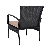 Black Wicker 3-pc. Patio Set with Beige Cushions