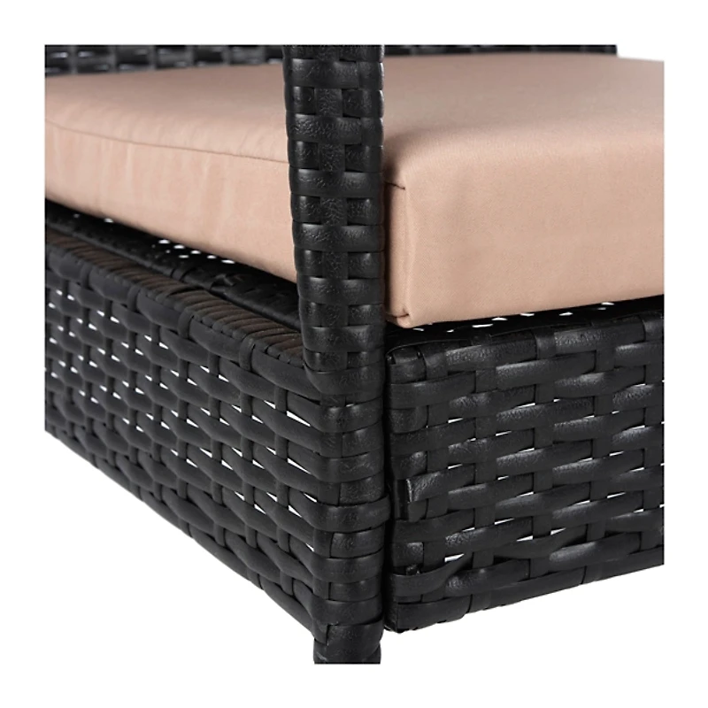 Black Wicker 3-pc. Patio Set with Beige Cushions