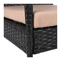 Black Wicker 3-pc. Patio Set with Beige Cushions