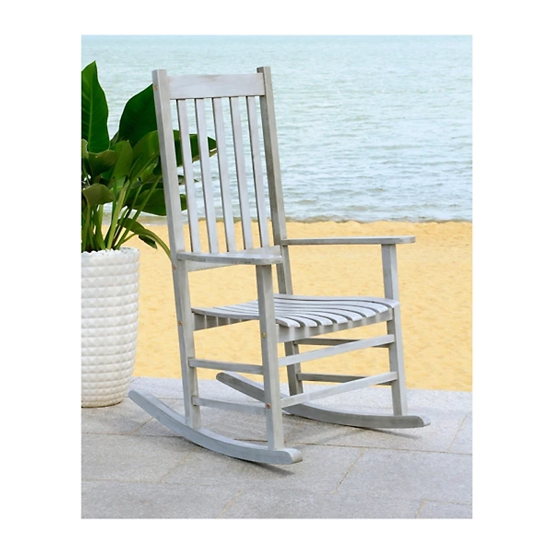 Gray Wash Acacia Wood Outdoor Rocking Chair