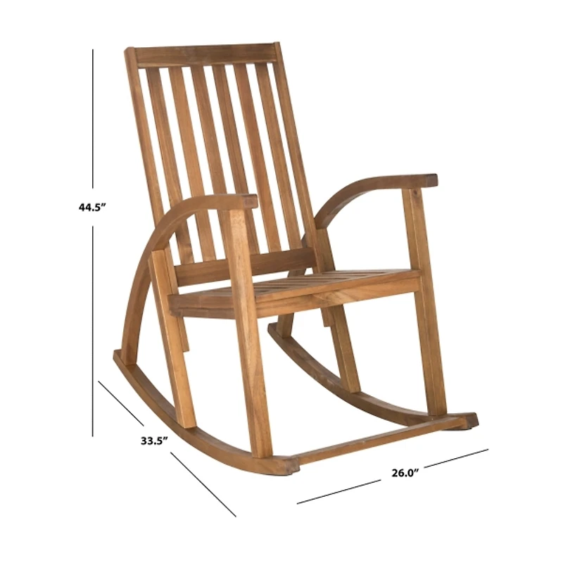 SAFAVIEH Wood Extended Arm Outdoor Rocking Chair