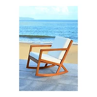 Eucalyptus Wood with Beige Cushion Rocking Chair