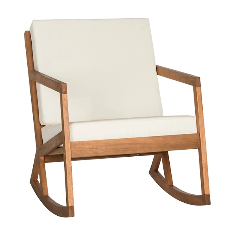 Eucalyptus Wood with Beige Cushion Rocking Chair