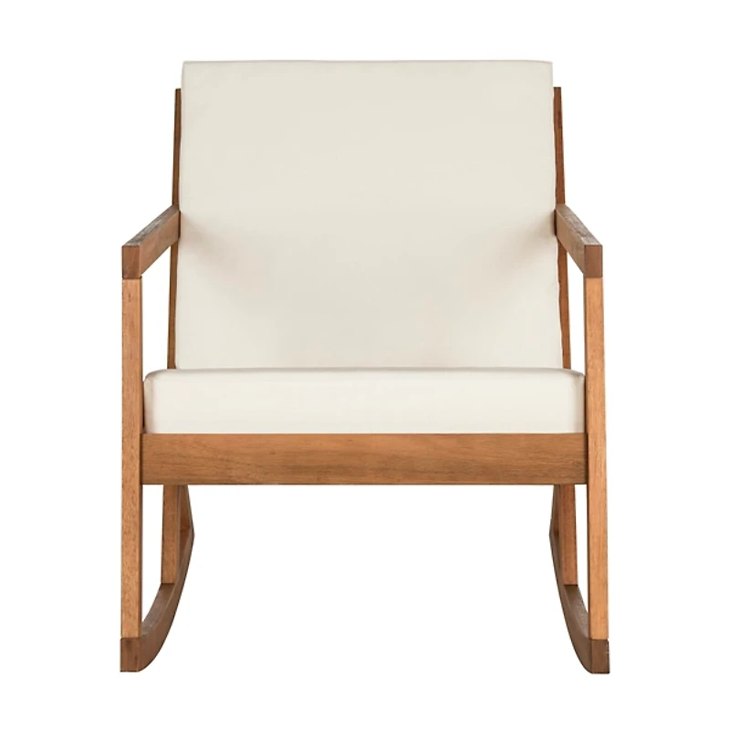 Eucalyptus Wood with Beige Cushion Rocking Chair