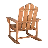 Natural Eucalyptus Wood Slatted Rocking Chair