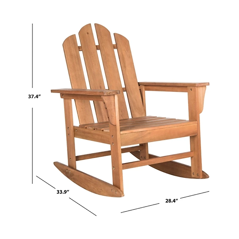 Natural Eucalyptus Wood Slatted Rocking Chair