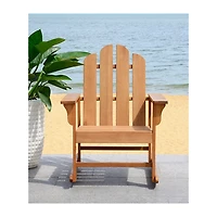 Natural Eucalyptus Wood Slatted Rocking Chair