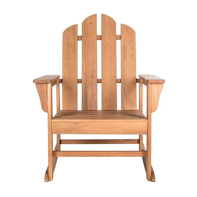 Natural Eucalyptus Wood Slatted Rocking Chair