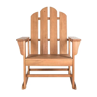 Natural Eucalyptus Wood Slatted Rocking Chair